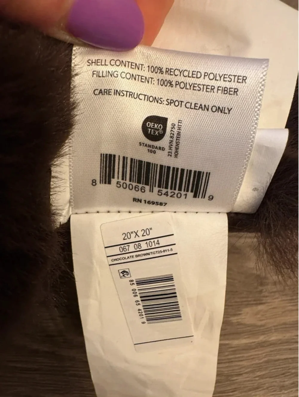 Crafted by Catherine 20x20 Chocolate Brown Faux Fur Pillow